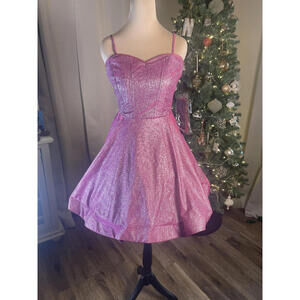 WOW Couture Women's Sparkly Pink Mini Dress Size Small NWT